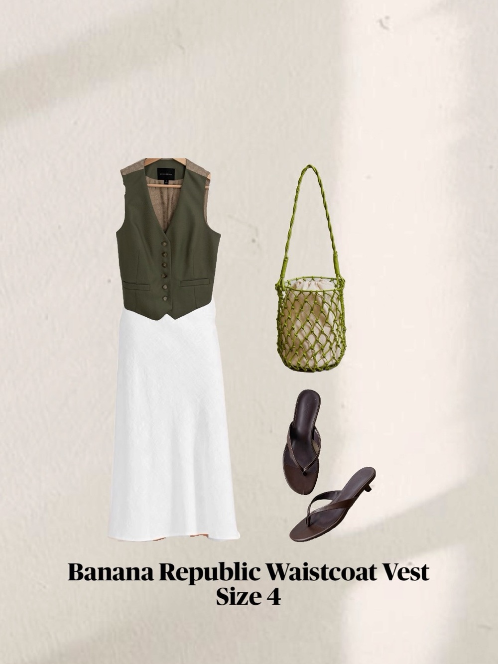 Banana Republic Lido Italian Wool Waistcoat Vest- Desert Thyme Size 4